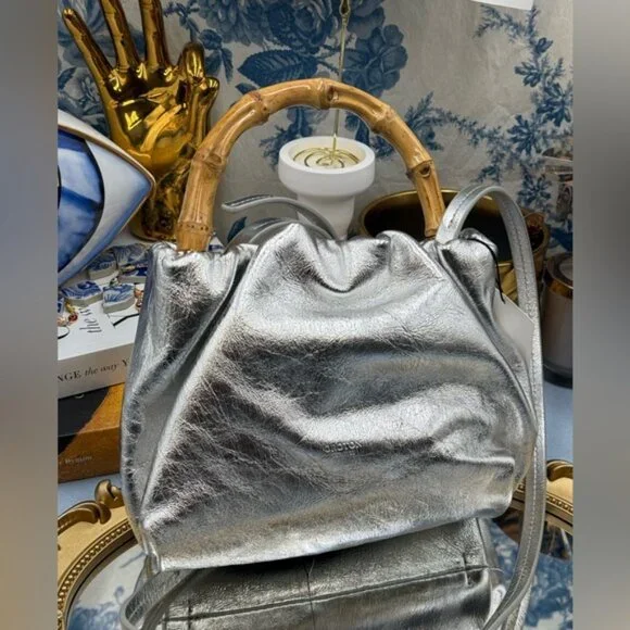 🆕 OROTON 🧿 NWT Gretel Mini Top Handle, Metallic Silver - Picture 7 of 16